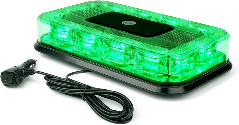 LUMENIX 12" Rooftop Strobe Beacon Light 72 LED Magnetic Emergency Flashing Warning Caution Mini Lights Bar for Law Enforcement POV Vehicles Snowplow Tow Work Trucks Postal Car Patent Design - Green - Image 1
